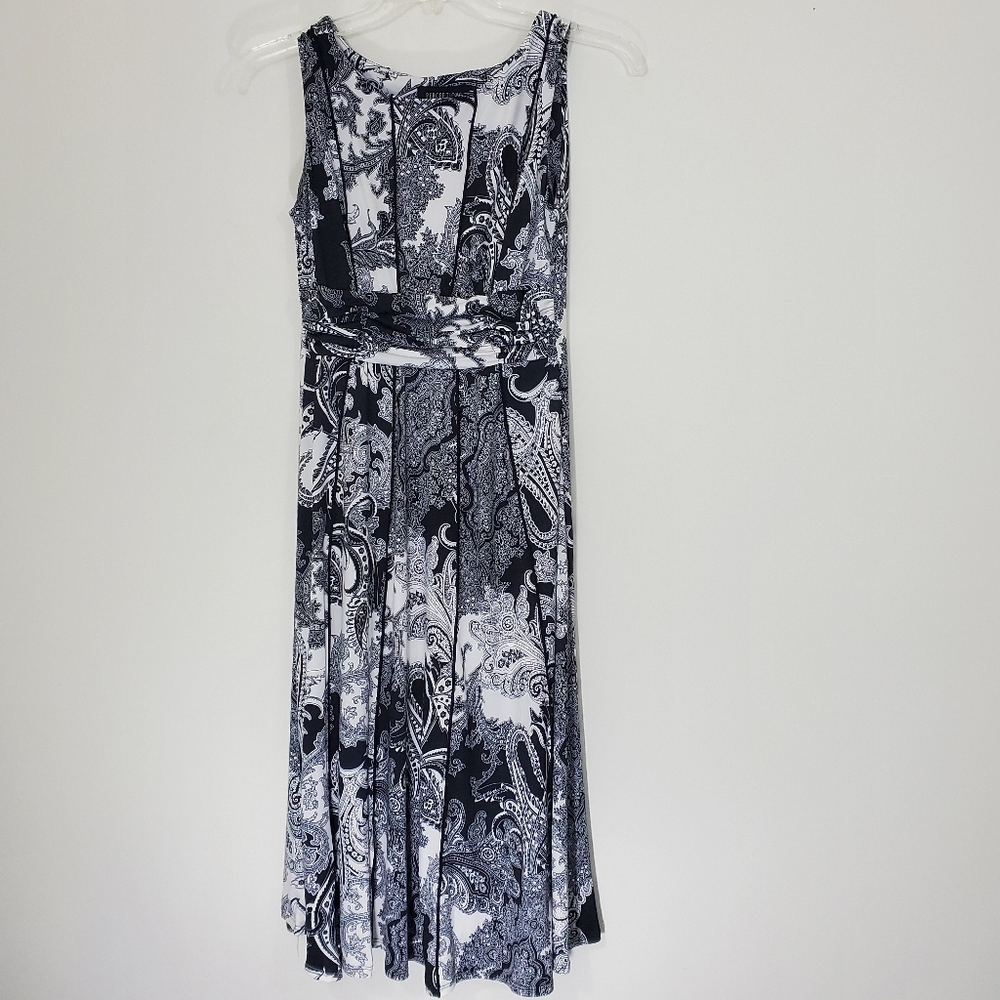 Perceptions New York Black/White Paisley Dress, Size Small